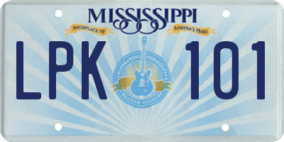 MS license plate LPK101