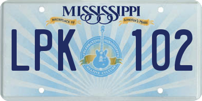 MS license plate LPK102