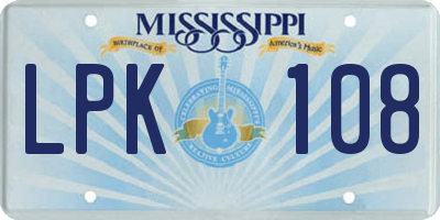 MS license plate LPK108