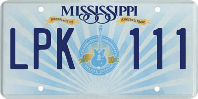 MS license plate LPK111