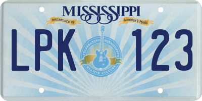 MS license plate LPK123