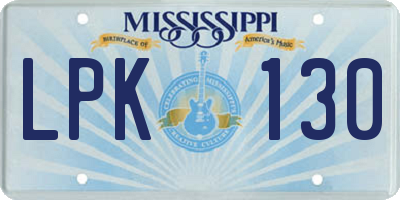 MS license plate LPK130