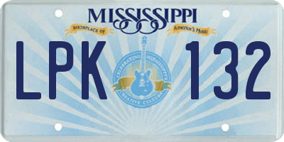 MS license plate LPK132