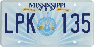 MS license plate LPK135