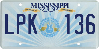MS license plate LPK136