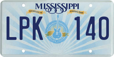 MS license plate LPK140