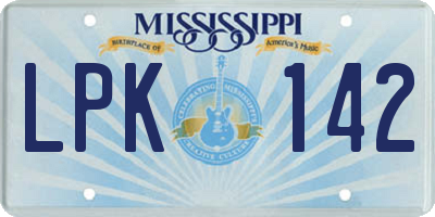MS license plate LPK142