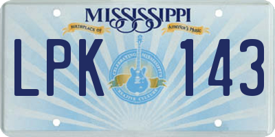 MS license plate LPK143