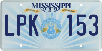 MS license plate LPK153