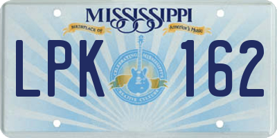 MS license plate LPK162