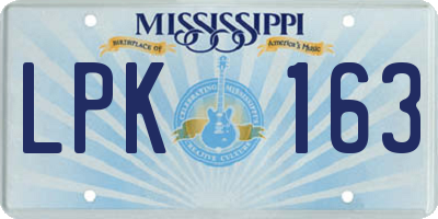 MS license plate LPK163