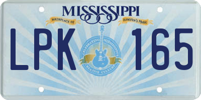 MS license plate LPK165