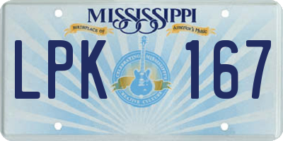 MS license plate LPK167