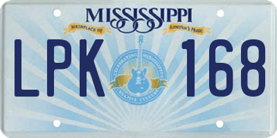 MS license plate LPK168