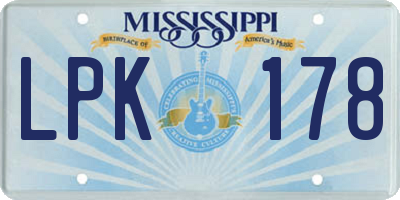 MS license plate LPK178