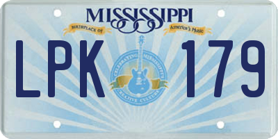 MS license plate LPK179