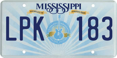 MS license plate LPK183