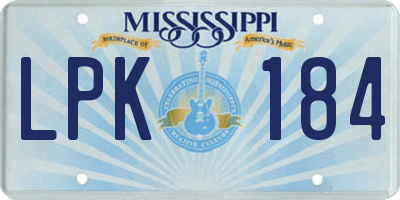 MS license plate LPK184