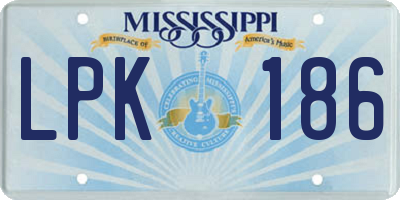 MS license plate LPK186