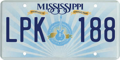MS license plate LPK188