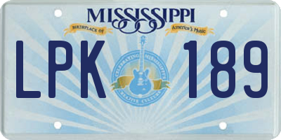 MS license plate LPK189