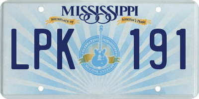 MS license plate LPK191