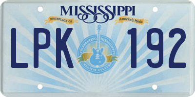 MS license plate LPK192