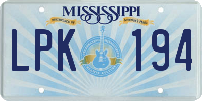 MS license plate LPK194