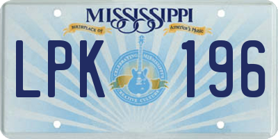 MS license plate LPK196