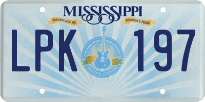 MS license plate LPK197