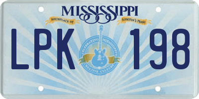 MS license plate LPK198