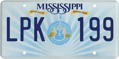 MS license plate LPK199