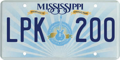MS license plate LPK200