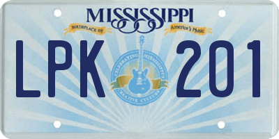 MS license plate LPK201