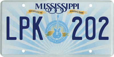 MS license plate LPK202