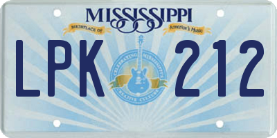 MS license plate LPK212