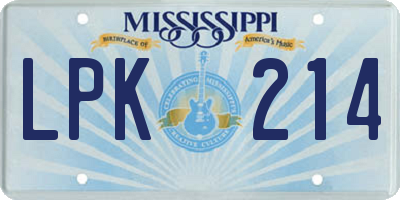 MS license plate LPK214