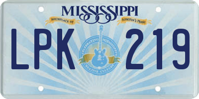 MS license plate LPK219