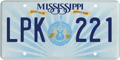 MS license plate LPK221