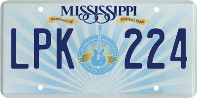 MS license plate LPK224