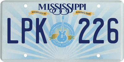 MS license plate LPK226