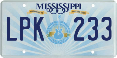 MS license plate LPK233