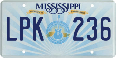 MS license plate LPK236