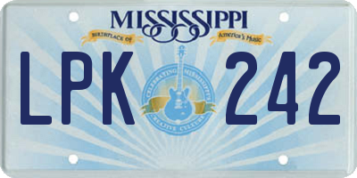 MS license plate LPK242