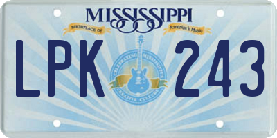 MS license plate LPK243
