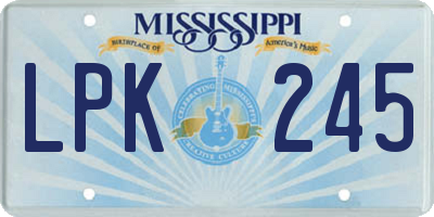 MS license plate LPK245