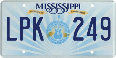 MS license plate LPK249
