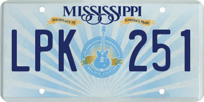 MS license plate LPK251