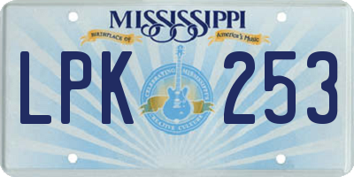 MS license plate LPK253