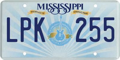 MS license plate LPK255